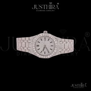 Moissanite Diamond Quartz <b>Watch</b> <b>Square</b> Unisex VVS Clarity Fully Iced Roman Dial Stainless Steel Band Alloy HipHop Sporty Daily - Product Image 2