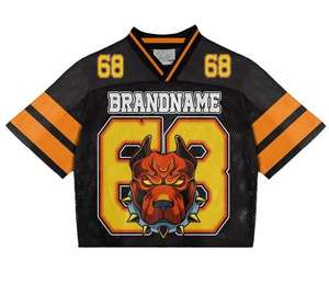 Camiseta de malla oversize estilo jersey de fútbol Y2K gótico para hombre, hecha a medida, con diseño estampado y cuello en V, corte holgado. - Product Image 1