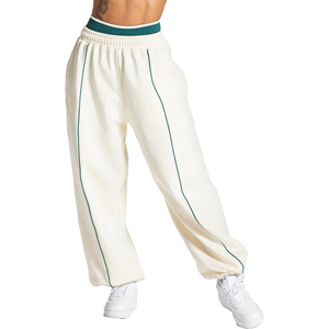 Joggers en molleton français pour femme, taille mi-haute, coupe ample et oversize, avec dentelle peinte hivernale, 100% Coton, Écologique, Respirant, Décontracté, ODM - Product Image 1