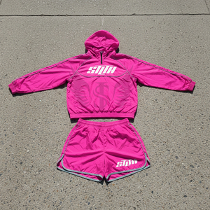 OEM Windbreaker <b>Wind</b> <b>Breaker</b> Sets Windproof Men Custom Polyester Tracksuit Zipper Hoodie and Shorts Two Piece Set - Product Image 5