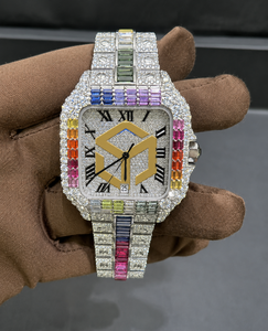 Luxury Iced Out Moissanite Diamond Hip Hop Quartz <b>Watch</b> Men Polygon Analog Wristwatch - Product Image 2