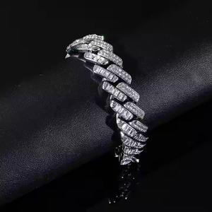 Bracelet chaîne pour homme plaqué or 22 carats avec cristaux taille baguette, style géométrique hip-hop, pour usage quotidien - Product Image 3