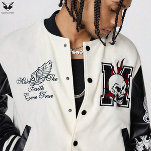 Chaquetas Varsity de Béisbol para Hombre, Corte Holgado, Bloques de Color, Estampado Digital, Manga Larga, Tejido de Buena Calidad, Cómodas de Usar - Product Image 5
