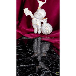 Pendentif personnalisé de personnage de dessin animé en argent sterling 925 avec sertissage de diamants en moissanite de qualité supérieure - Product Image 6