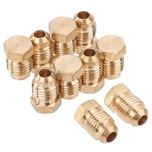 Tapón hexagonal de latón forjado de alta presión con rosca NPT macho de 3/8 pulgadas, resistente a la corrosión para accesorios de tuberías de plomería (AOL-05) - Product Image 1