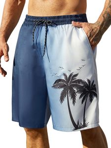 Men Colorful <b>Shorts</b> Tropical Print Elastic Waist Drawstring Beach Summer Casual Holiday Lightweight White top mens summer beach - Product Image 6