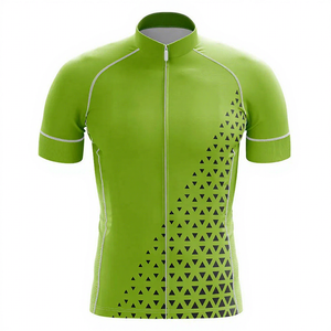 Conjunto de Jersey y Pantalones Cortos de Ciclismo Personalizados en Verde, Talla Grande, con Patrón de Triángulos Negros, Ropa de Ciclismo Unisex, Uniforme de Secado Rápido y Transpirable - Product Image 3
