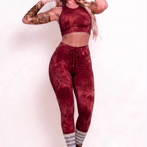 Conjunto de Yoga para Mujer, de la Mejor Calidad, Texturizado, con Costuras Sólidas, Estampado Digital, 2 Piezas, Transpirable, Cintura Alta - Product Image 1