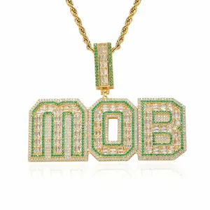 Custom Baguette Initial <b>Letter</b> Pendant Hip Hop Jewellery Custom Name <b>Charm</b> Supplier - Product Image 5