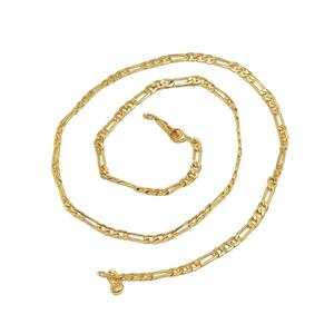 Collares de Cadena Estilo Figaro Chapados en Oro Micro de 14K, 18K y 24K al por Mayor, Cadena de Latón, Diseño Moderno para Mujer - Product Image 3