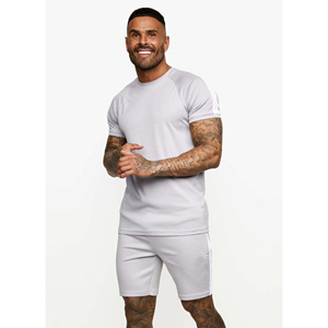 Wholesale Summer Unisex Casual Shorts T-Shirt <b>Sets</b> Solid Tracksuit Polyester/Cotton Blend Fleece Lightweight Breathable HIGH - Product Image 3