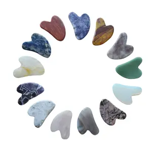 Hot Selling Different Materials Guasha Tool Jade Stone Facial Skincare Scraper Custom Logo Heart Shape Massager