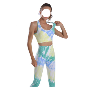 Conjunto de Yoga Ecológico de 2 Piezas Personalizado, Top Corto sin Mangas con Estampado Tie Dye, Traje de Gimnasio, Ropa de Yoga de Talla Grande para Mujer - Product Image 2