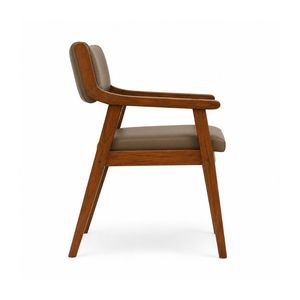 Chaise de salle à manger moderne en teck massif, fauteuil rembourré en bois pour restaurant, café, hôtel, mobilier commercial - Product Image 3