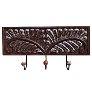Smart Art Wood Carving Brown Painted <b>Wall</b> Hangings <b>Key</b> Hanger 3 <b>Hooks</b> Designed Wooden <b>Wall</b> Decor Clothing Hanger Engineered Wood - Product Image 1