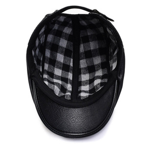 PU Leather <b>Newsboy</b> Cap Adjustable Flat <b>Hat</b> England Style Unisex Breathable Casual Wear Spring Autumn 56-58CM - Product Image 3
