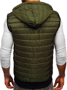 2026 High Quality Men's Sleeveless Zip-Up Hooded Puffer Vest Lightweight Quilted Gilet With Pockets Winter <b>Jacket</b> Coat - Product Image 1