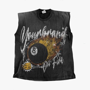 เสื้อยืดแขนกุดผู้ชาย GSM ผ้าคอตตอนหนา สีดำ พิมพ์ลายกราฟิกแบบดิสเทรส รับทำโลโก้ เสื้อยืดผู้ชาย 100% ผ้าฝ้าย ทรงหลวม พิมพ์ลาย - Product Image 4