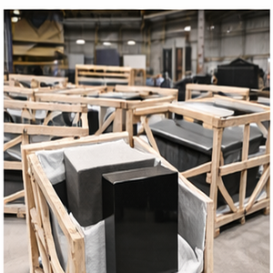 Losa Grande de Granito Negro Absoluto Premium, Pulido, Moderno, para Monumentos, Lápidas y Memoriales, en Formato de Baldosas Gruesas - Product Image 1