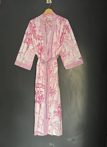 Bata Kimono de Algodón 100% Tejido con Estampado de Dibujos Animados para Mujer, Camisón de Verano Hecho a Mano ODM con Cuello en V, Cintura Elástica y Largo hasta la Rodilla - Product Image 3