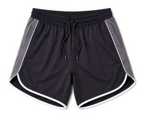 Shorts de sport pour hommes à séchage rapide, taille mi-haute, avec cordon de serrage, style décontracté, couleur unie, design à rayures latérales, en toile écologique - Product Image 1