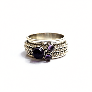 Amethyst <b>Spinner</b> <b>Ring</b> 9.6 Grams Elegant Watch <b>Ring</b> Accessory - Product Image 2