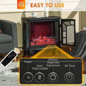 Caminetto Elettrico da 27 Pollici con Fiamme LED Realistiche, Legna Decorativa, Telecomando, Protezione dal Surriscaldamento, Cappotti da Donna da 7 Pollici - Product Image 5