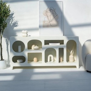 Consola de Exhibición Pintada en Blanco Vandana Lunaris Novara, Mueble de Diseño Moderno y Minimalista - Product Image 1