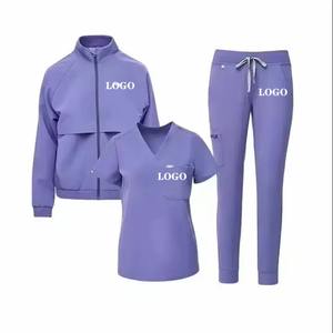 Uniformes de Enfermería Personalizados al por Mayor para Mujer, Conjuntos de Uniformes Médicos Elásticos, Tejido de Punto Moderno, Pakistán - Product Image 1