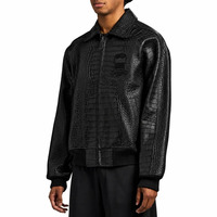 Veste en cuir Croc Avirex de qualité supérieure, fermeture éclair sur le devant et le dos, broderie patchwork, veste bomber en cuir Avirex pour homme
