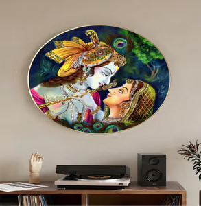 Plateau rond en laiton avec un motif de bassin de lotus bleu profond, doté d'une poignée intégrée et d'un bord en treillis, à prix de gros. - Product Image 3