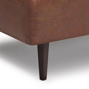 Tavolino da Caffè Shay Mid-Century in Pelle Marrone Invecchiata con Contenitore, Pouf e Sgabello Piccolo - Product Image 4