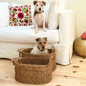 ชุดตะกร้าหวายรูปวงรี 2 ใบ พร้อมหูหิ้ว ตะกร้าเก็บของทำมือ ขายส่ง เป็นมิตรกับสิ่งแวดล้อม ผลิตในเวียดนาม - Product Image 4