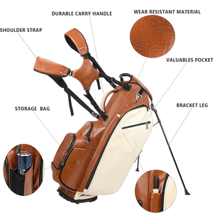Luxury handmade genuine leather <b>golf</b> bag for professional golfers high capacity travel <b>golf</b> bag with multiple pockets - Product Image 5