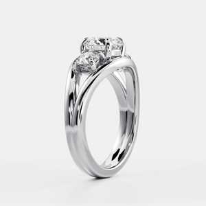 Top Quality 14k Gold Round Cut Lab Grown Diamond Unique <b>Split</b> Shank Design Trilogy <b>Ring</b> IGI Certified Engagement <b>Ring</b> For Women - Product Image 4