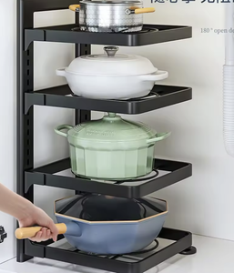 OEM/ODM Vietnam Adjustable Metal <b>Kitchen</b> Pot Pan Organizer <b>Rack</b> Carbon Steel Standing Storage Shelf Holder - Product Image 1