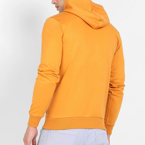 Men's <b>Orange</b> Hooded <b>Fleece</b> Sweatshirt 100% Cotton Knitted Casual Front Print Pocket Oversized Fit Winter Solid - Product Image 4