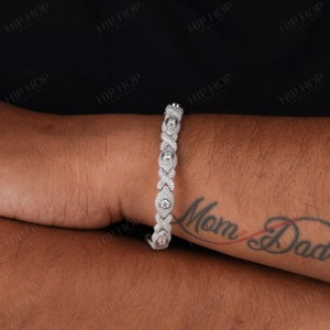 Hip Hop Men's 925 Silver Rhodium Plated Diamond Bracelet Marquise Cut Chain Link Iced Out Statement Jewelry Everyday Wear - Product Image 4