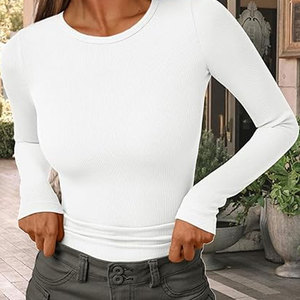 T-shirts à manches longues pour femmes de qualité supérieure, vente en gros, couleurs et logo personnalisables, t-shirts à manches longues confortables pour femmes - Product Image 6