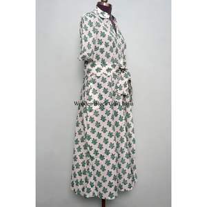 Vestido largo de algodón indio estampado a mano, vestido largo de boda india, ropa de verano para niña, vestido 100% algodón - Product Image 5