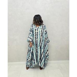Robe longue maxi kaftan ample pour femme, rayée, texturée, à franges, manches chauve-souris, style bohème, abaya, paréo de plage - Product Image 1