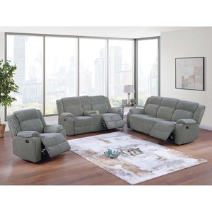 Set Divano 3 Pezzi per Soggiorno con Divano, Divanetto, Console e Poltrona Reclinabile in Velluto Effetto Pelliccia - Product Image 1