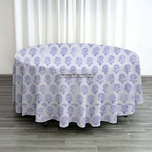 New Cotton Hand Block Printed Round 60 Inch Table <b>Linen</b> <b>Tablecloth</b> Dining Table Cotton Custom Table Cover Round 60" <b>Tablecloth</b> - Product Image 5