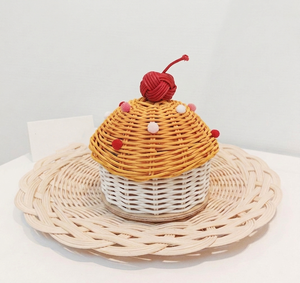 New Items Handmade Rattan Cupcake <b>Gift</b> <b>Box</b> With Cherry Ramadan Eid Mubarak Decoration <b>Sweet</b> Candy Basket Islamic Festival Decor - Product Image 3