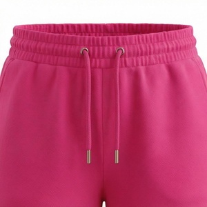 Ensemble short 2 pièces rose à capuche pour femme, imprimé géométrique, en polaire, décontracté, coupe ample, au-dessus du genou, imprimé numérique, printemps-été - Product Image 5