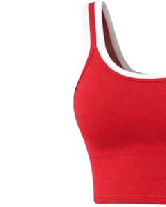 ชุดเซ็ตเสื้อครอปสีแดงและกระโปรงสั้นสำหรับผู้หญิง ออกแบบโดยผู้ผลิต ชุดออกกำลังกายแบบสองชิ้น เสื้อชั้นในกีฬาแบบไม่มีแขน เหมาะสำหรับโยคะ ฟิตเนส ชุดลำลองฤดูร้อน - Product Image 3