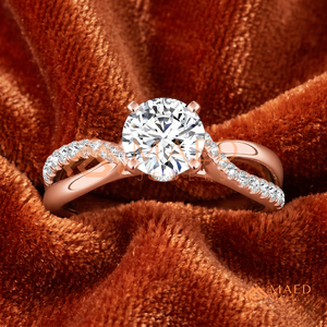 Round Cut Moissanite Engagement Ring <b>Rose</b> Gold Plated Crossover <b>Infinity</b> Twist Pave Band Wedding Ring Jewelry Gift - Product Image 1