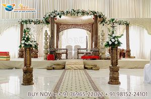 Magnifique Triveni Mandap pour les mariages européens Triveni Mandap en bois pour un mariage élégant Magnifique Triveni Mandap rond Suisse - Product Image 2