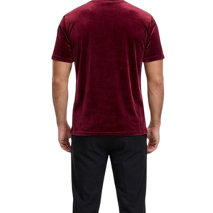 Camiseta de Hombre de Manga Corta con Cuello Redondo en Terciopelo Marrón, Camiseta de Terciopelo Suave de Color Sólido, Camiseta de Terciopelo de Invierno de Primera Calidad con Tacto Suave - Product Image 2