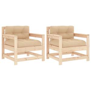 Sillón Modular Mediano Beige de Madera de Pino Macizo para Jardín - Product Image 2
